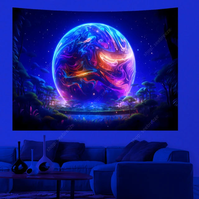 UV/Neon Reactive Galaxy Landscape Wall Cloth Tapestry