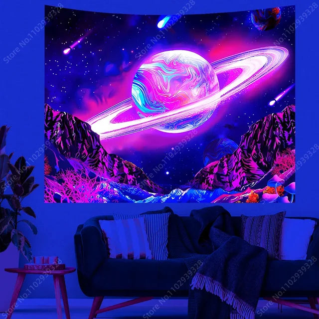 UV/Neon Reactive Galaxy Landscape Wall Cloth Tapestry