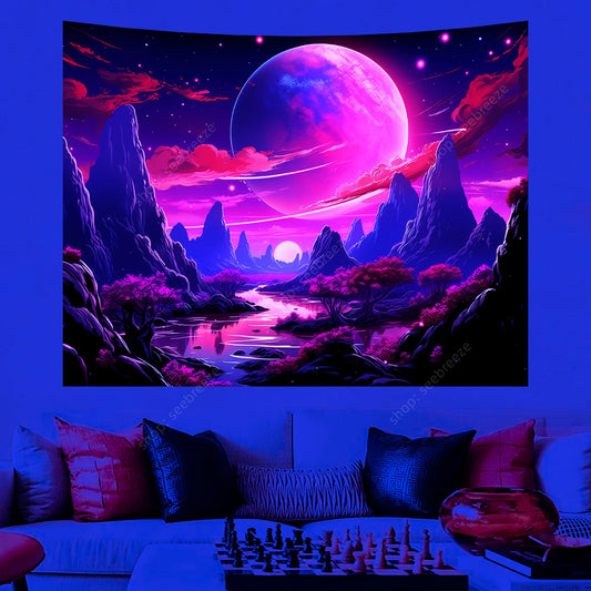 UV/Neon Reactive Galaxy Landscape Wall Cloth Tapestry