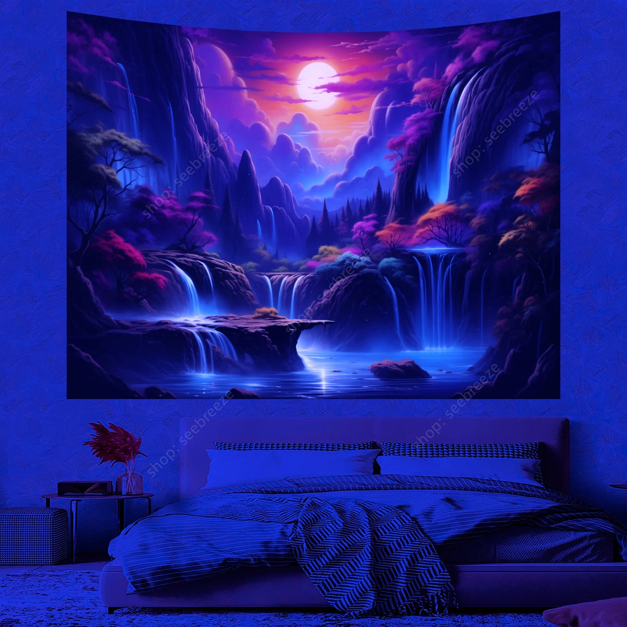 UV/Neon Reactive Galaxy Landscape Wall Cloth Tapestry