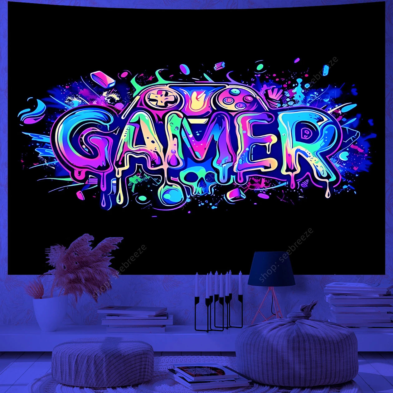 UV/Neon Reactive Wall Cloth Tapestry