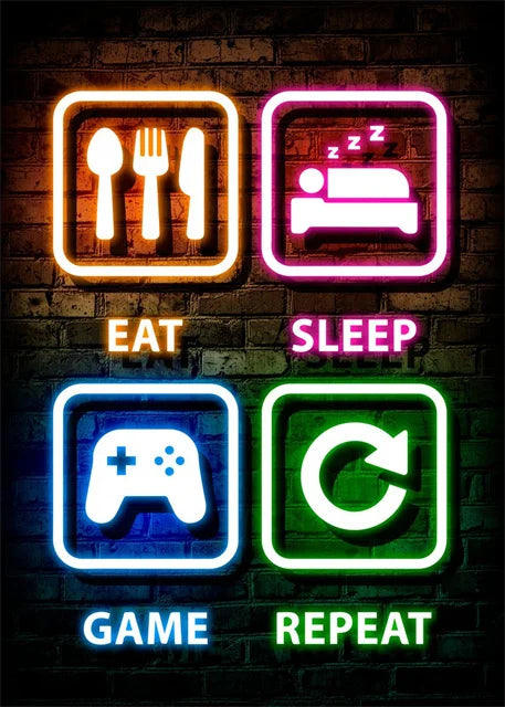 Gaming Neon Art Canvas Prints Posters