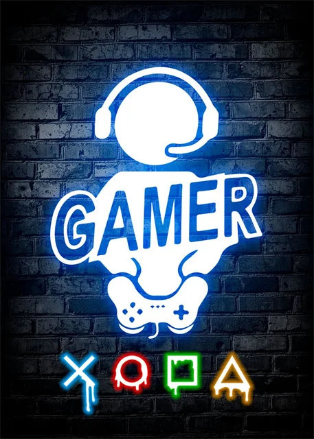 Gaming Neon Art Canvas Prints Posters