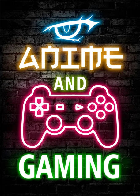 Gaming Neon Art Canvas Prints Posters