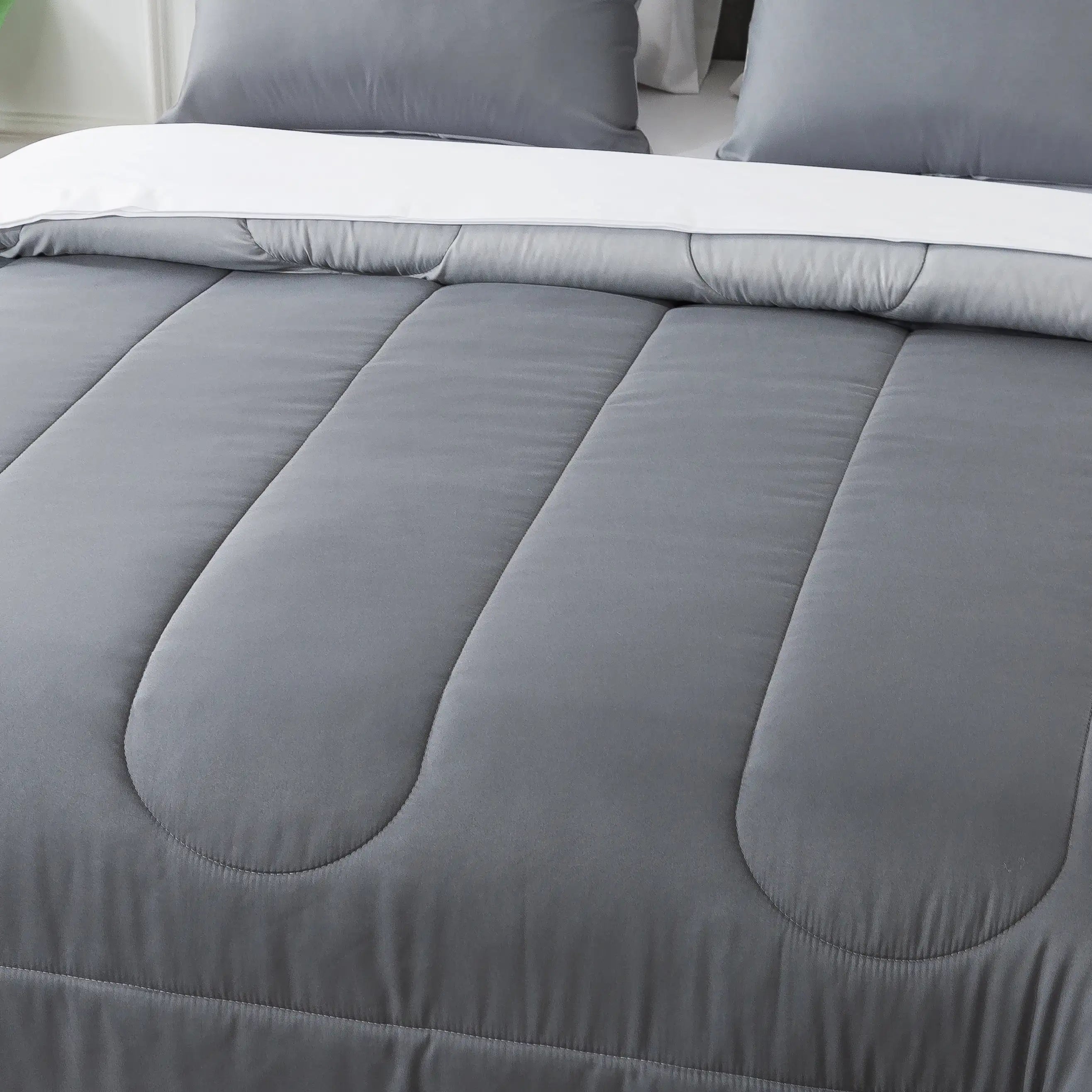 Grey Reversible 7-Piece Queen Bed Set