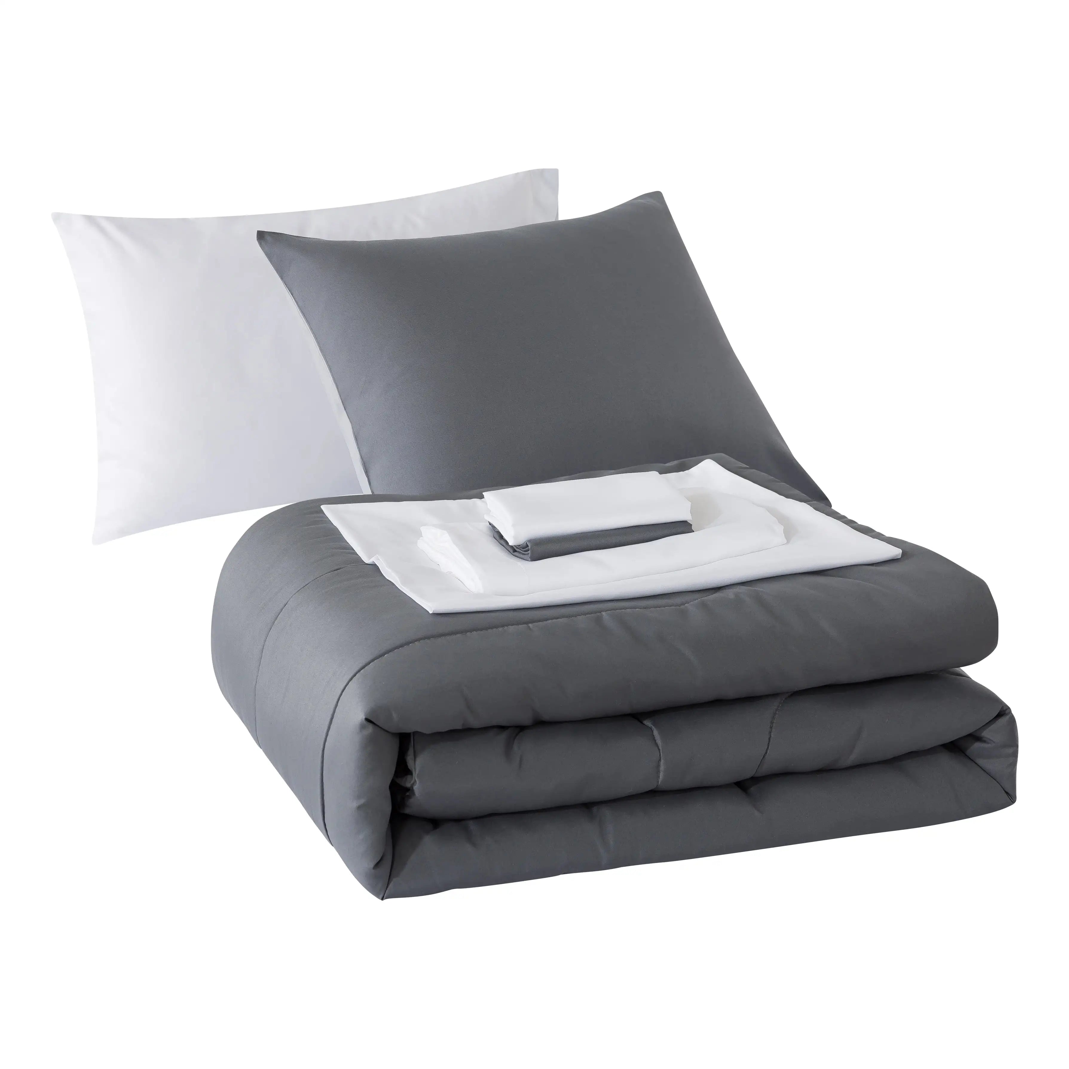 Grey Reversible 7-Piece Queen Bed Set