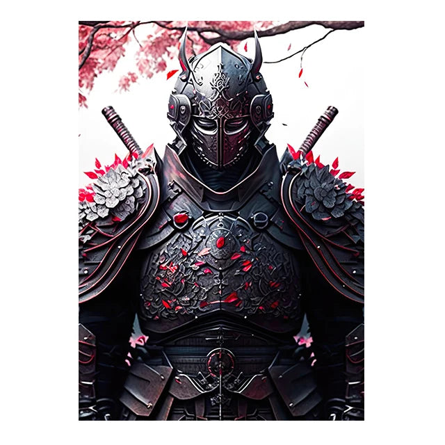 Japanese Black Samurai Sakura Warrior Posters