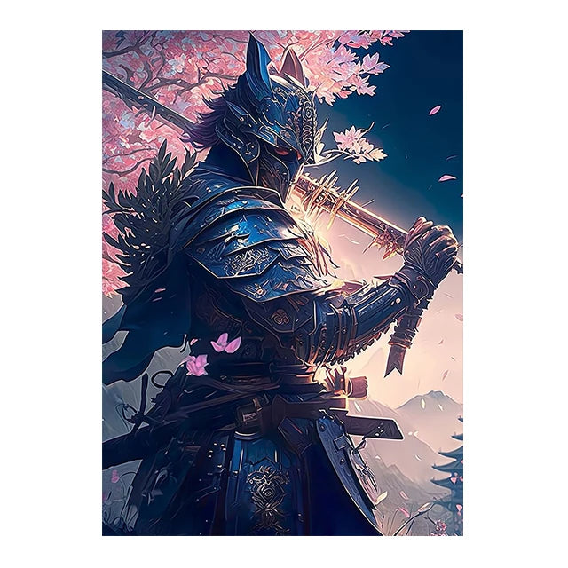 Japanese Black Samurai Sakura Warrior Posters