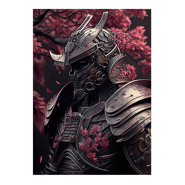 Japanese Black Samurai Sakura Warrior Posters