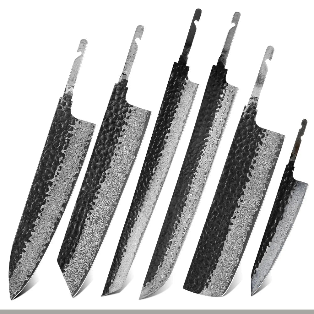 Japanese Kitchen Knife, Blade Blank 9CrMov18 Handmade Forged Damascus Steel Custom Chef Knife  Making Kit DIY Handle