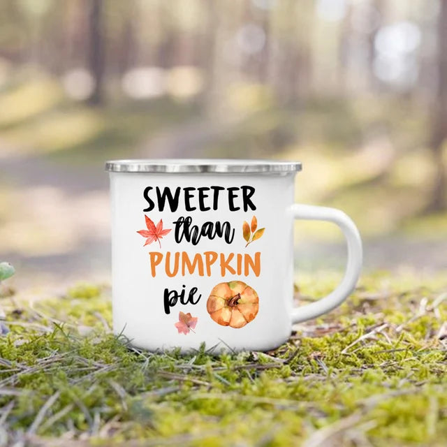 Fall Printed Enamel Coffee Mugs