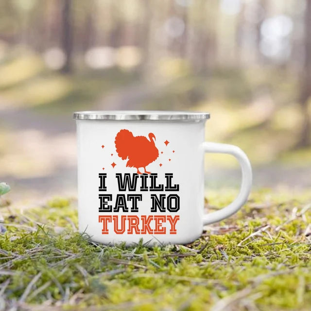 Fall Printed Enamel Coffee Mugs