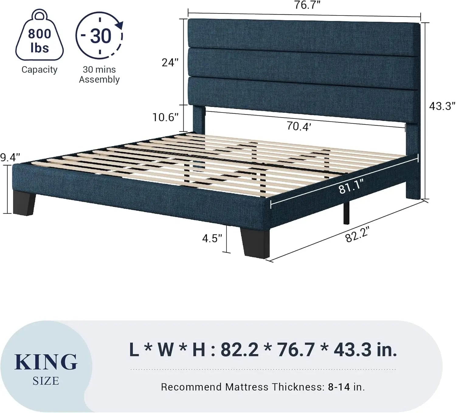 All Size Calm Luxury Platform Bed Frame