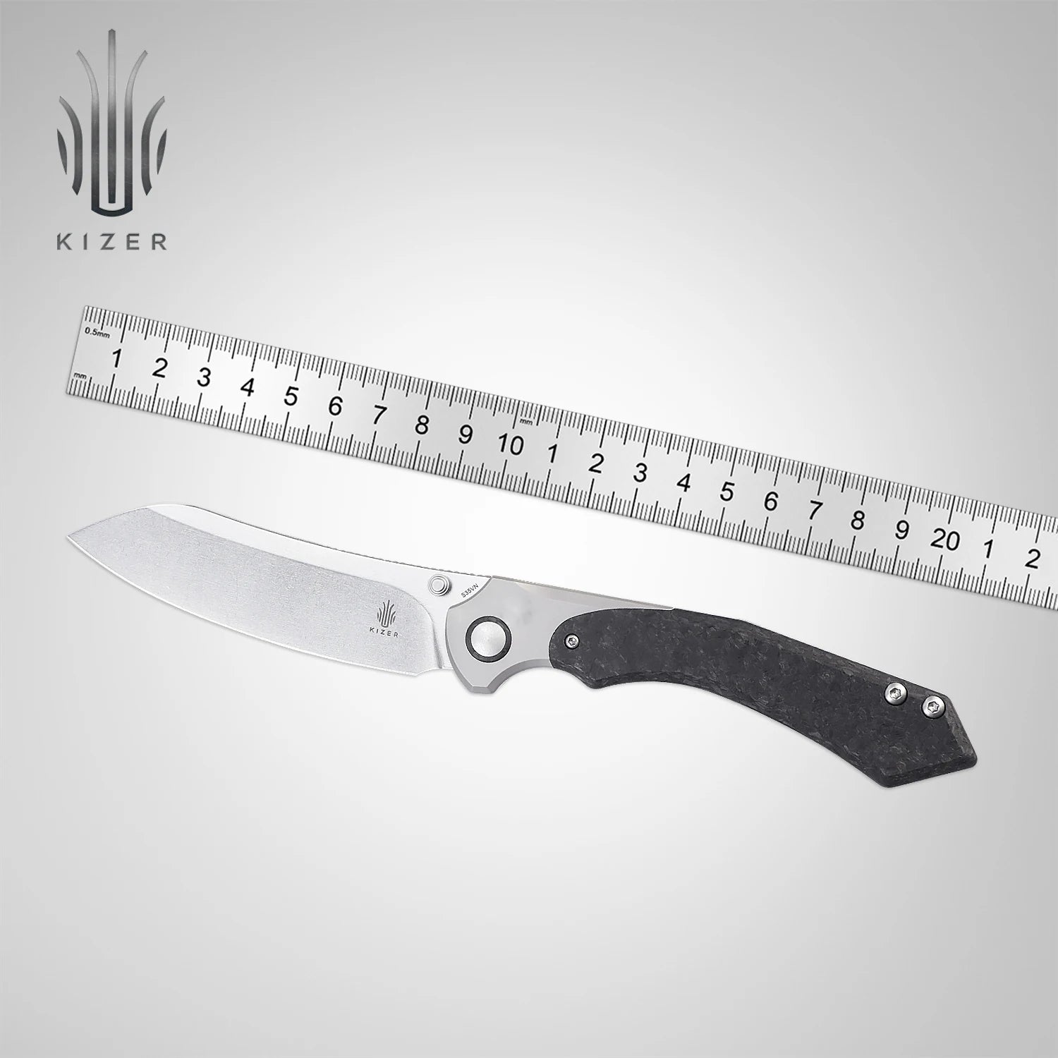 Kizer Folding Pocket Knife Clairvoyant Ki4626A1 2023 New Titanium+Carbon Fiber Handle with S35VN Steel Blade Survival Knife