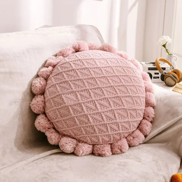 Knitted Wool Round Cushion