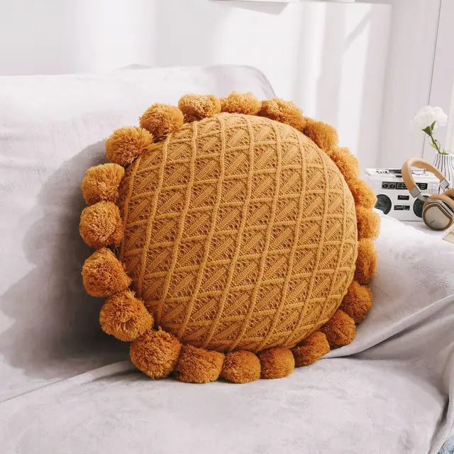 Knitted Wool Round Cushion