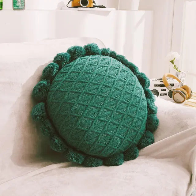 Knitted Wool Round Cushion