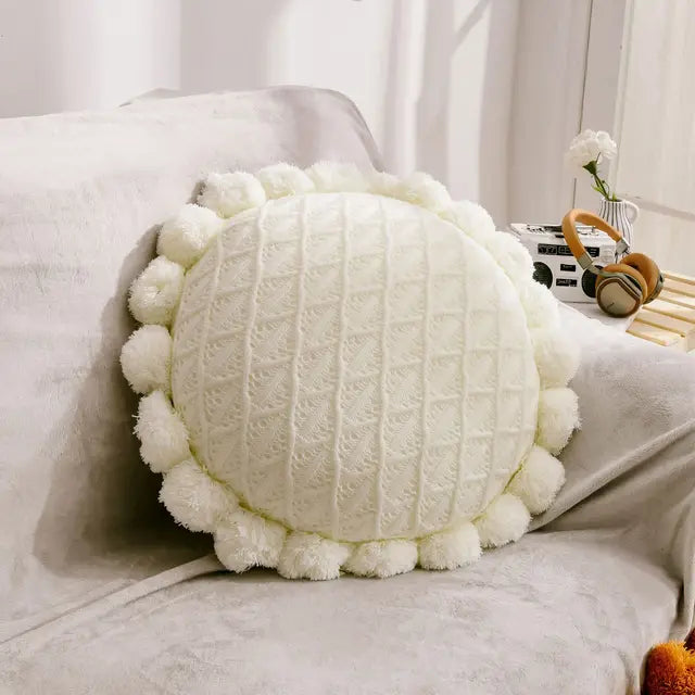 Knitted Wool Round Cushion