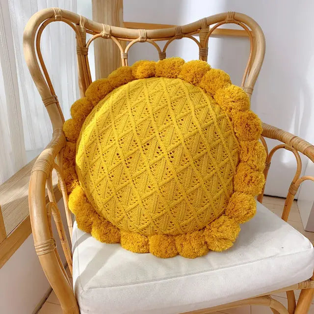 Knitted Wool Round Cushion