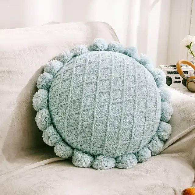 Knitted Wool Round Cushion