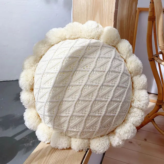 Knitted Wool Round Cushion