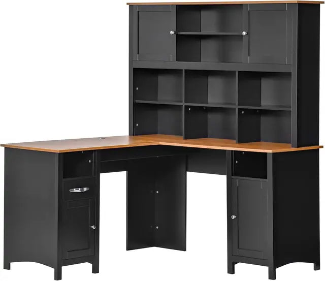 L Shaped Computer Desk with Hutch, 59