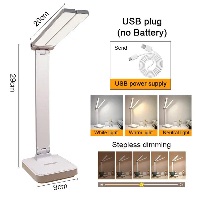 LED Desk Lamp With USB Rechargeable Table