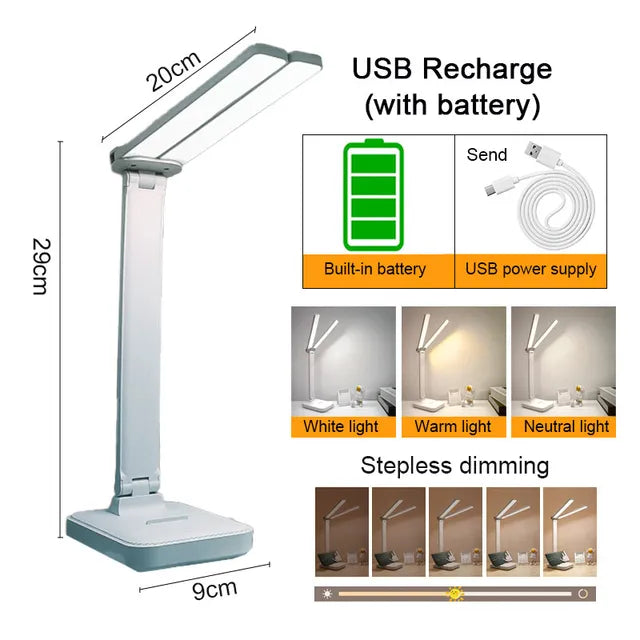 LED Desk Lamp With USB Rechargeable Table