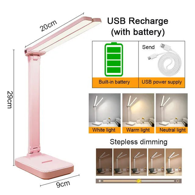 LED Desk Lamp With USB Rechargeable Table