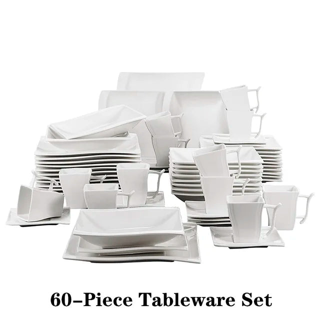 MALACASA FLORA 30/60 Piece White Porcelain Dinner Set