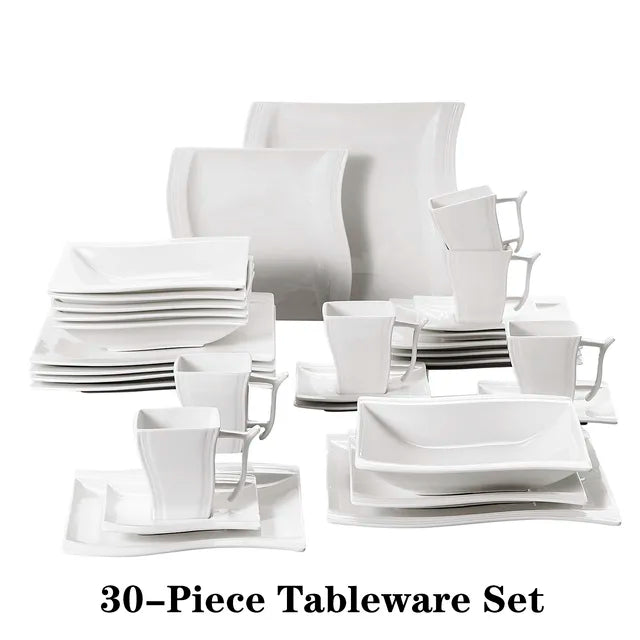 MALACASA FLORA 30/60 Piece White Porcelain Dinner Set