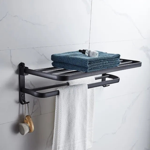 Matte Black 50CM Folding Towel Holder