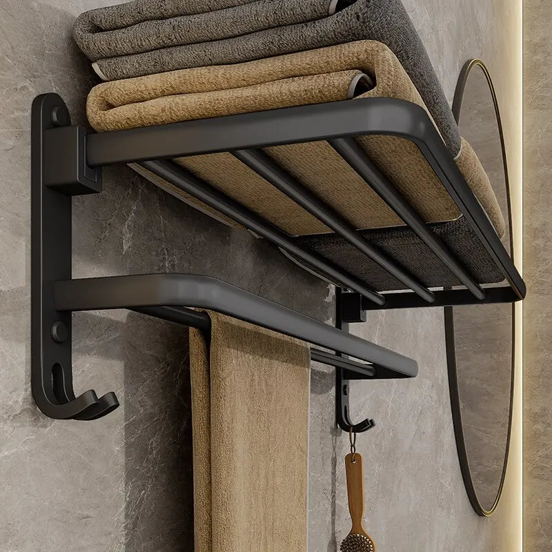 Matte Black 50CM Folding Towel Holder