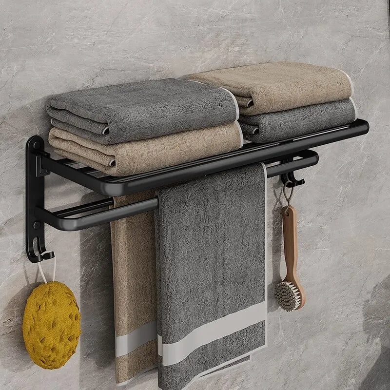 Matte Black 50CM Folding Towel Holder