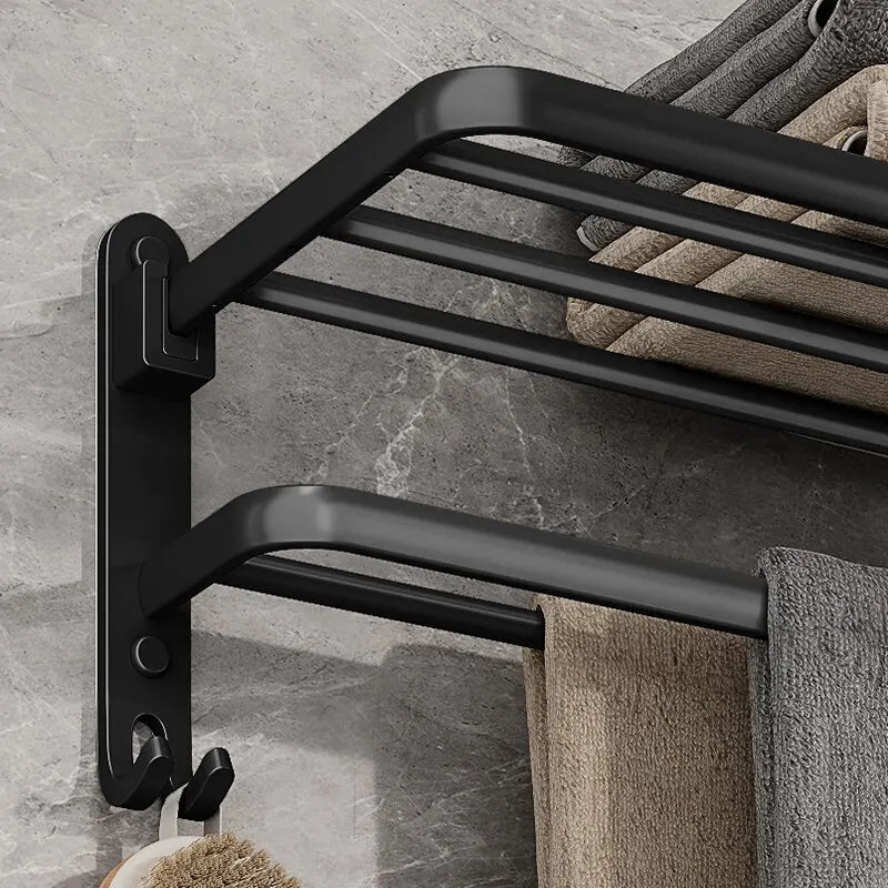 Matte Black 50CM Folding Towel Holder