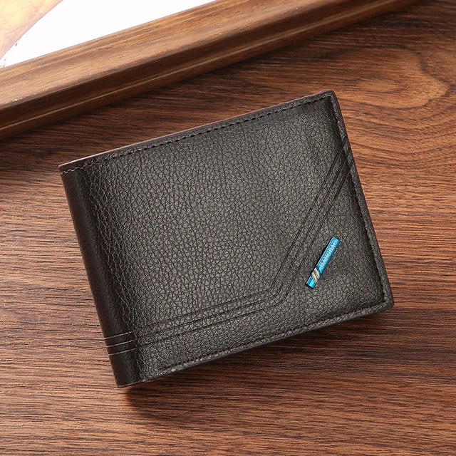 Men Short Bifold Faux Leather Wallet