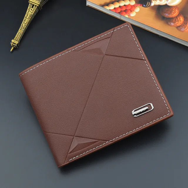 Men Short Bifold Faux Leather Wallet