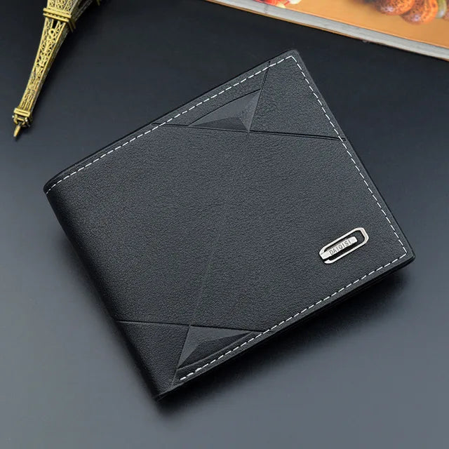 Men Short Bifold Faux Leather Wallet