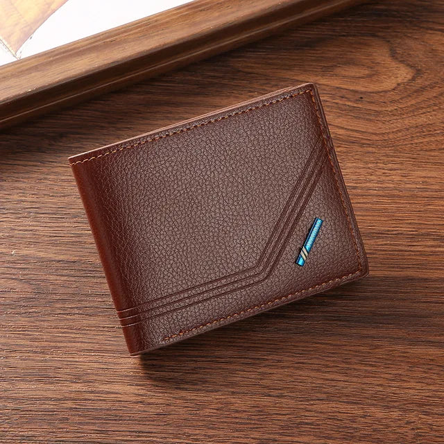 Men Short Bifold Faux Leather Wallet