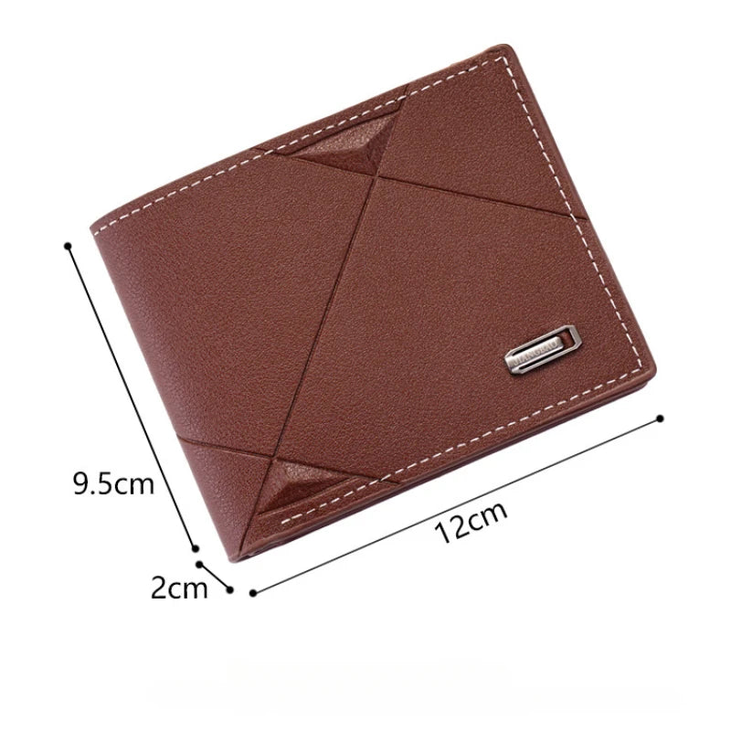 Men Short Bifold Faux Leather Wallet