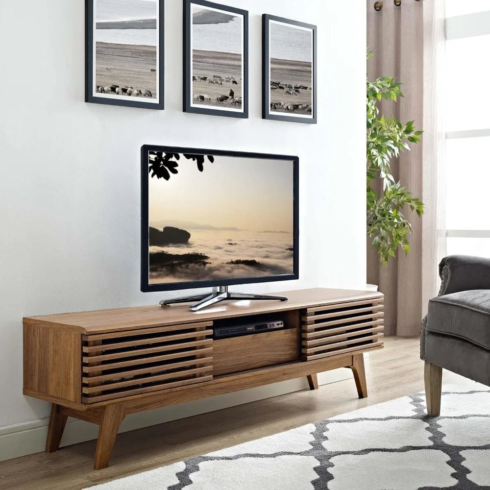 Modern Low Profile 59 Inch TV Stand (in Walnut)