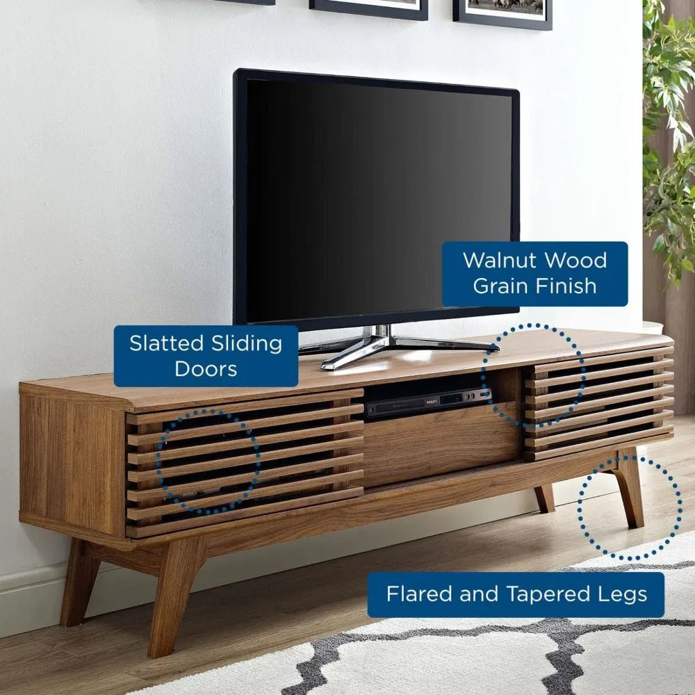 Modern Low Profile 59 Inch TV Stand (in Walnut)