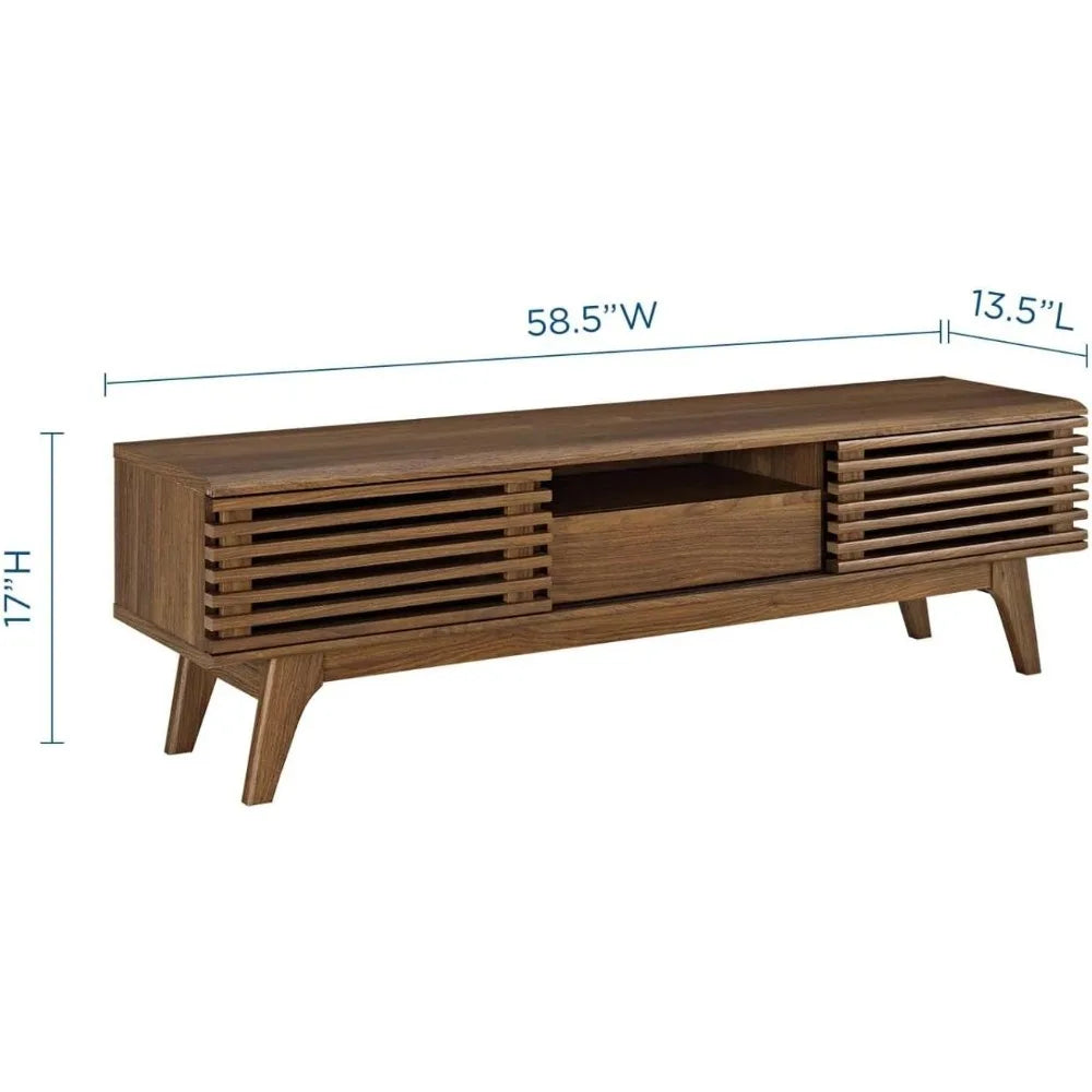 Modern Low Profile 59 Inch TV Stand (in Walnut)