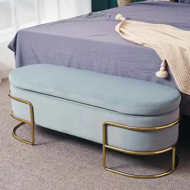 Velvet Storage Ottoman Bench