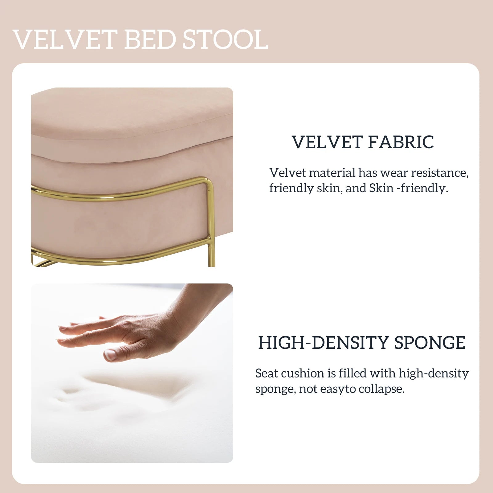 Velvet Storage Ottoman Bench