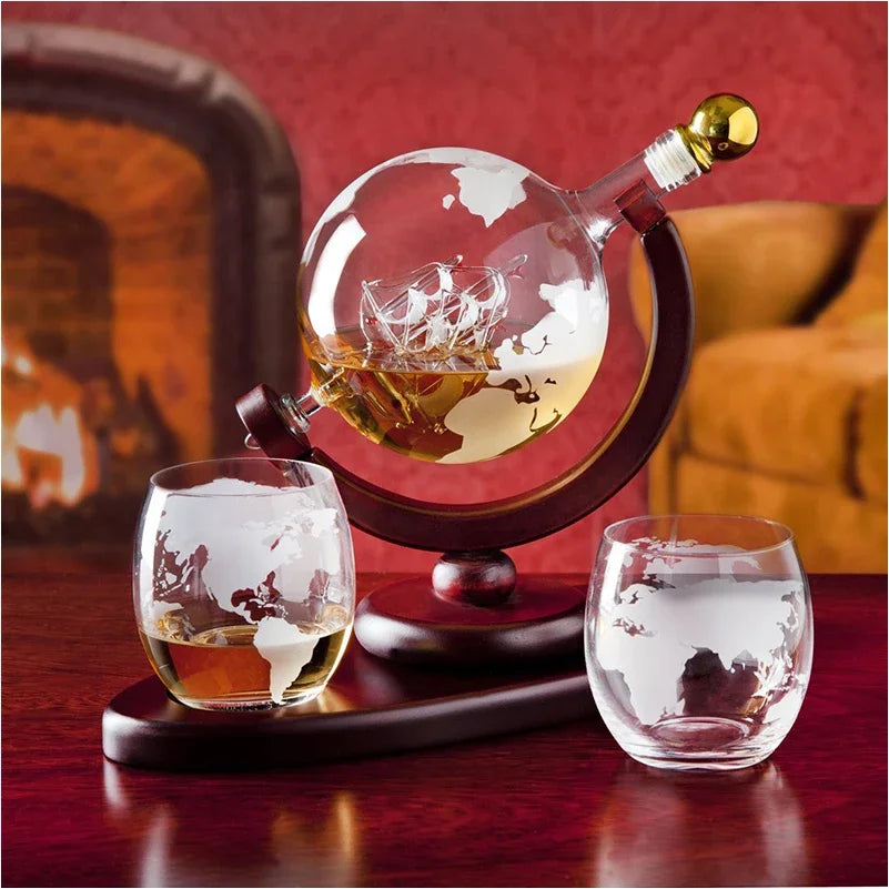 Crystal Glass Globe Whiskey Set