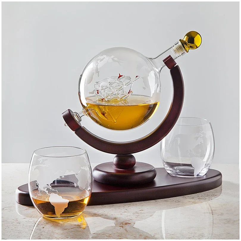 Crystal Glass Globe Whiskey Set