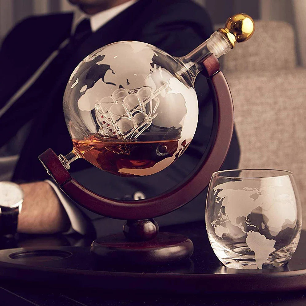 Crystal Glass Globe Whiskey Set