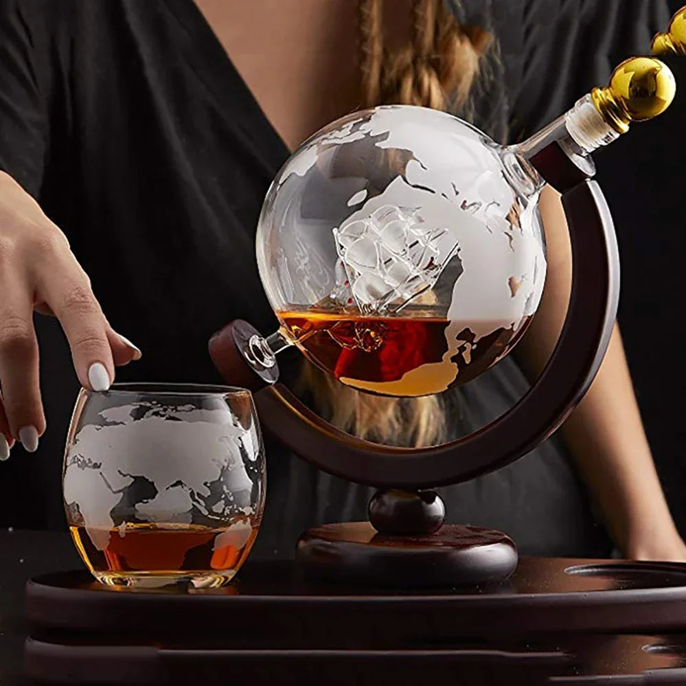 Crystal Glass Globe Whiskey Set