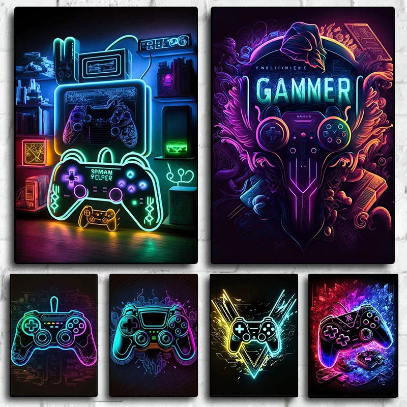 Neon Pop, Gaming Canvas Art